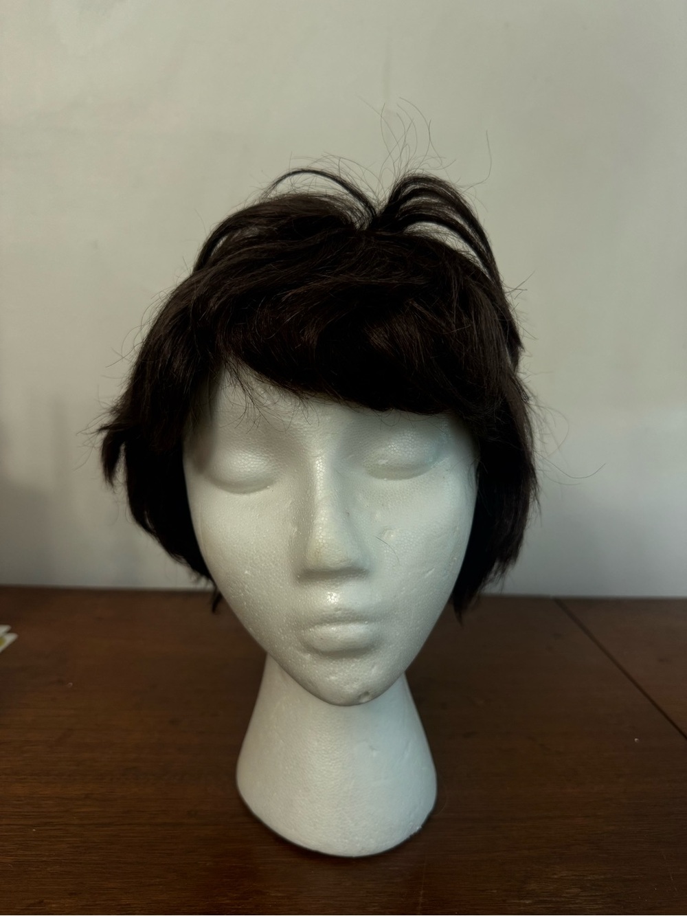 Human Hair Wig Dark Brown Wavy Bob Women's Adult Natural Theme